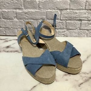 Boden Shoes Jasmine Wedge espadrille blue sandals size 10 (42)